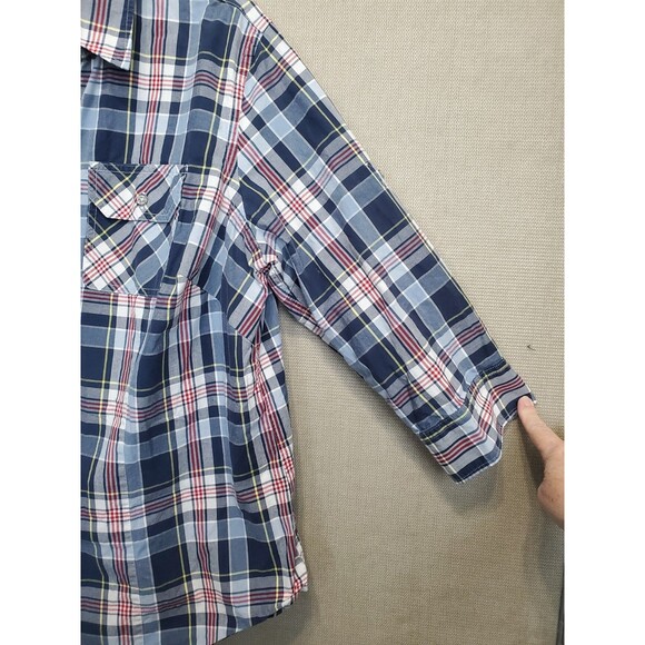 Chaps Women's 100% Cotton Plaid 3/4 Sleeve Roll-Tab Button-Up Shirt Size 1X - Picture 2 of 5